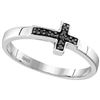 Image 1 : Black Color Enhanced Diamond Cross Band Ring 1/20 Cttw Sterling Silver