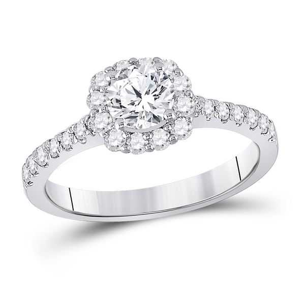 Diamond Halo Bridal Wedding Engagement Ring 1 Cttw 14kt White Gold