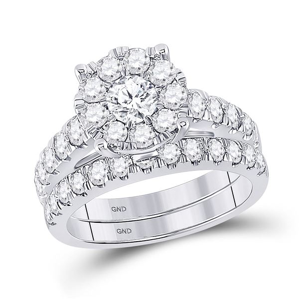 Diamond Bridal Wedding Ring Band Set 2 Cttw 14kt White Gold