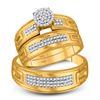 Image 1 : His Hers Diamond Cluster Matching Wedding Set 1/3 Cttw 10kt Yellow Gold