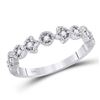 Image 1 : Diamond Floral Stackable Band Ring 1/10 Cttw 14kt White Gold