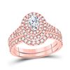 Image 1 : Oval Diamond Bridal Wedding Ring Band Set 1-1/4 Cttw 14kt Rose Gold