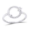 Image 1 : Diamond Outline Circle Ring 1/8 Cttw 14kt White Gold