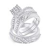 Image 1 : His Hers Diamond Cluster Matching Wedding Set 1 Cttw 10kt White Gold