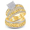Image 1 : His Hers Diamond Cluster Matching Wedding Set 5/8 Cttw 10kt Yellow Gold