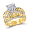 Image 2 : His Hers Diamond Cluster Matching Wedding Set 5/8 Cttw 10kt Yellow Gold