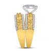 Image 3 : His Hers Diamond Cluster Matching Wedding Set 5/8 Cttw 10kt Yellow Gold