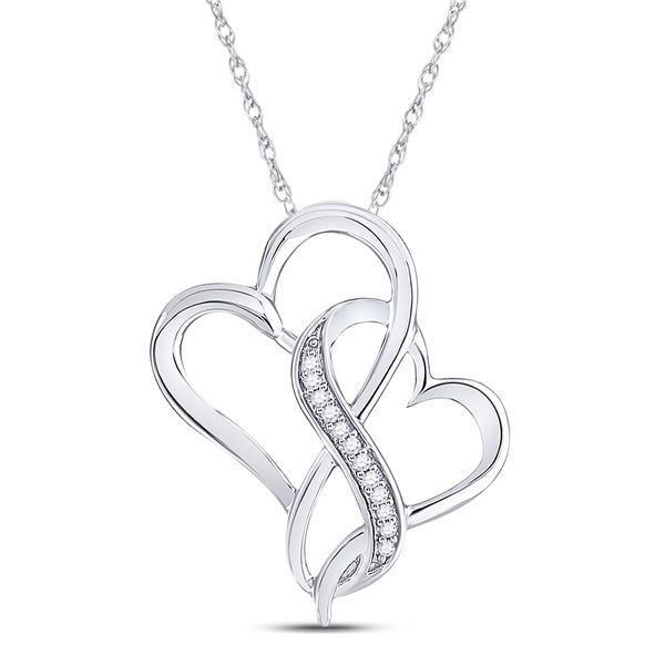 Diamond Entwined Heart Pendant 1/20 Cttw Sterling Silver