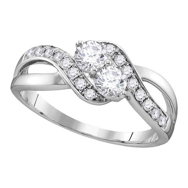 Diamond 2-stone Bridal Wedding Engagement Ring 5/8 Cttw 10kt White Gold