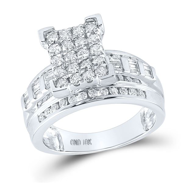 Diamond Cinderella Cluster Bridal Wedding Engagement Ring 1 Cttw 10kt White Gold