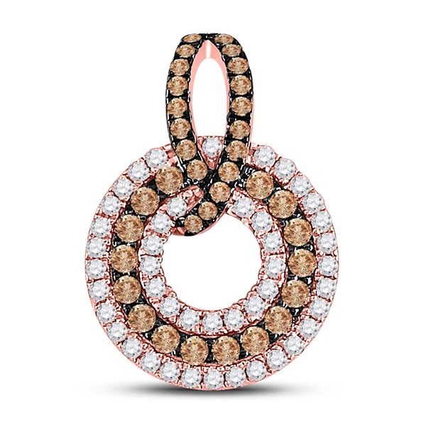 Brown Diamond Circle Pendant 1/2 Cttw 10kt Rose Gold
