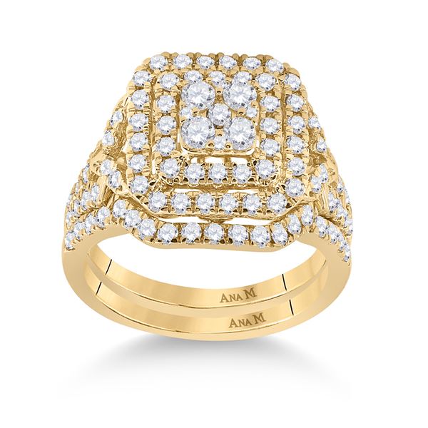 Diamond Bridal Wedding Ring Band Set 1-1/4 Cttw 14kt Yellow Gold