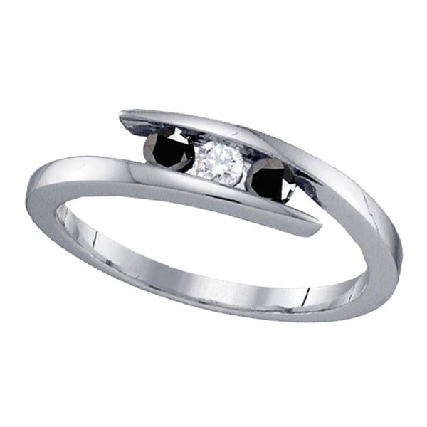 Sterling Silver Black Color Enhanced Diamond 3-stone Bridal Wedding Ring 1/4 Cttw Sterling Silver