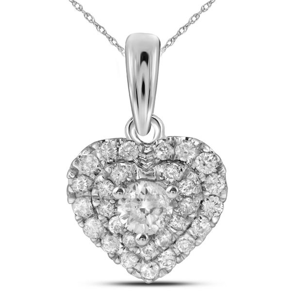 Diamond Fashion Heart Pendant 1/3 Cttw 14kt White Gold