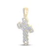 Image 2 : Mens Diamond Cuban Link Cross Charm Pendant 1-3/4 Cttw 10kt Yellow Gold