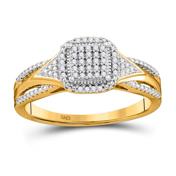Diamond Cluster Bridal Wedding Engagement Ring 1/10 Cttw 10kt Yellow Gold
