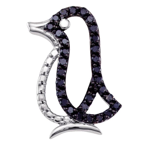 Black Color Enhanced Diamond Penguin Pendant 5/8 Cttw Sterling Silver