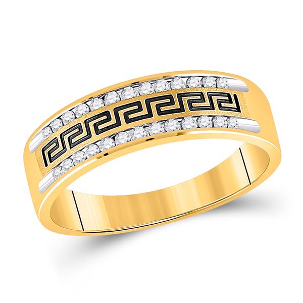 Mens Diamond Grecco Wedding Band Ring 1/4 Cttw 14kt Yellow Gold