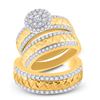 Image 1 : His Hers Diamond Cluster Matching Wedding Set 1-1/2 Cttw 14kt Yellow Gold