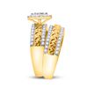 Image 4 : His Hers Diamond Cluster Matching Wedding Set 1-1/2 Cttw 14kt Yellow Gold