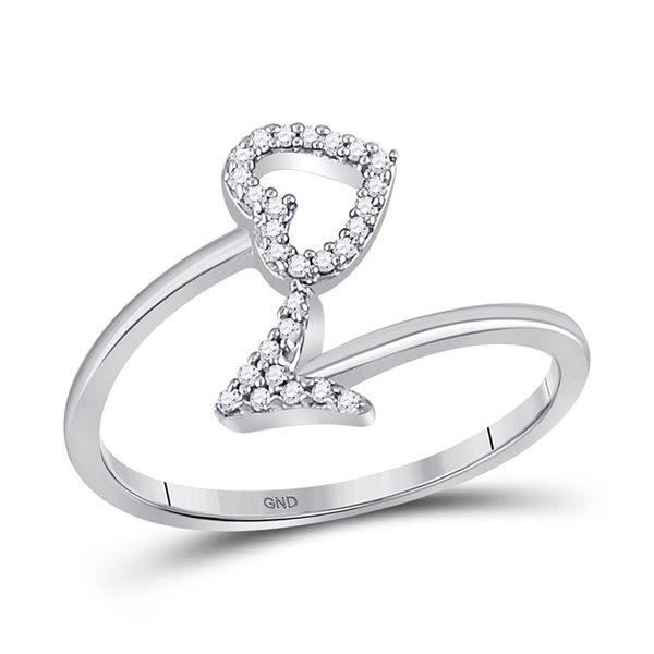 Diamond Heart Arrow Band Ring 1/10 Cttw 10kt White Gold
