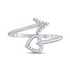 Image 2 : Diamond Heart Arrow Band Ring 1/10 Cttw 10kt White Gold