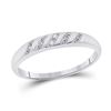 Image 3 : Sterling Silver His Hers Diamond Cluster Matching Wedding Set 1/10 Cttw Sterling Silver