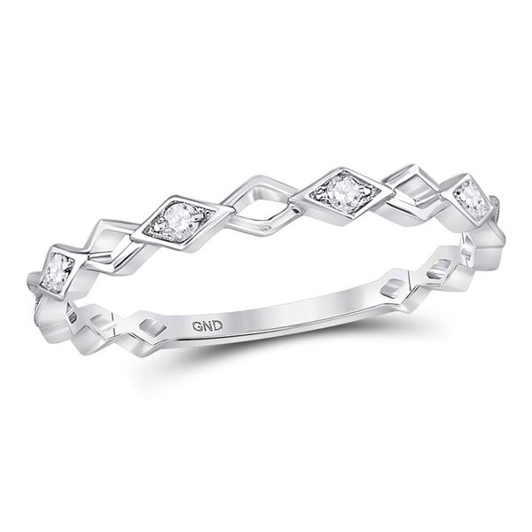 Diamond Stackable Band Ring 1/20 Cttw 10kt White Gold