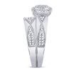 Image 4 : His Hers Diamond Cluster Matching Wedding Set 1/2 Cttw 10kt White Gold