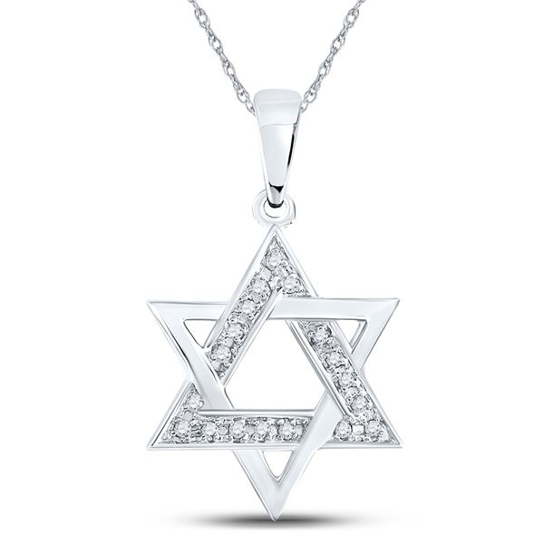 Diamond Star Magen David Jewish Pendant 1/10 Cttw 10kt White Gold
