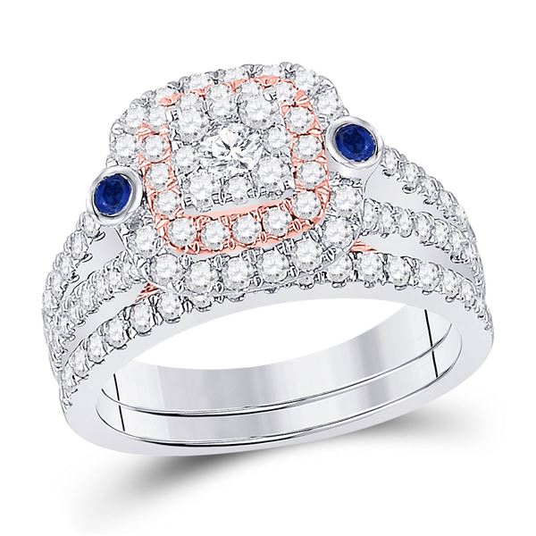 Diamond Bridal Wedding Ring Band Set 1-1/2 Cttw 10kt Two-tone Gold