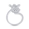 Image 3 : Baguette Diamond Bypass Flower Cocktail Ring 1-1/3 Cttw 14kt White Gold