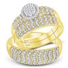 Image 1 : His Hers Diamond Cluster Matching Wedding Set 1/2 Cttw 10kt Yellow Gold