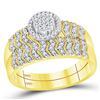 Image 2 : His Hers Diamond Cluster Matching Wedding Set 1/2 Cttw 10kt Yellow Gold