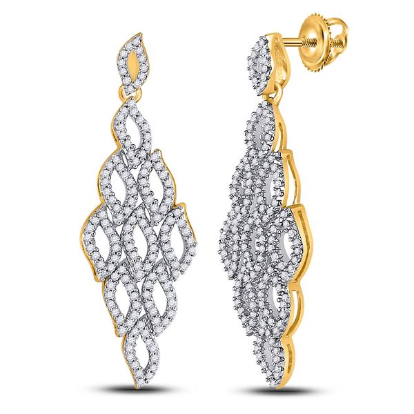 Diamond Symmetrical Dangle Earrings 3/4 Cttw 10kt Yellow Gold
