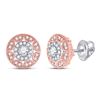 Image 1 : Diamond Halo Cluster Earrings 1/2 Cttw 14kt Two-tone Gold