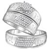 Image 1 : His Hers Diamond Cluster Matching Wedding Set 3/8 Cttw 10kt White Gold