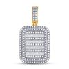 Image 1 : Mens Baguette Diamond Rectangle Charm Pendant 3/4 Cttw 10kt Yellow Gold