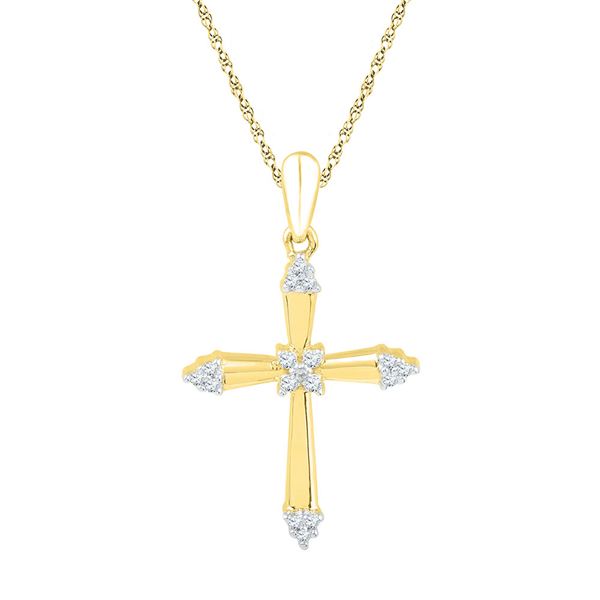 Diamond Cross Pendant 1/10 Cttw 10kt Yellow Gold