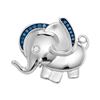 Image 1 : Blue Color Enhanced Diamond Elephant Charm Pendant 1/10 Cttw Sterling Silver