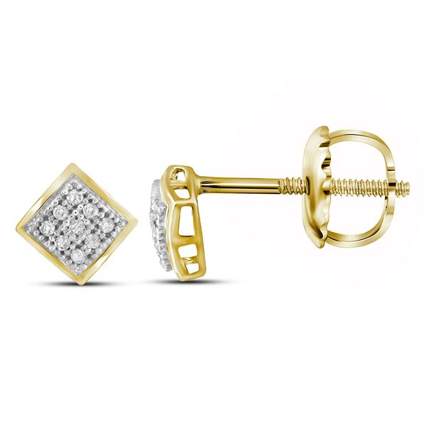 Diamond Square Earrings 1/20 Cttw 10kt Yellow Gold