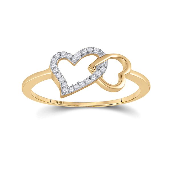 Diamond Double Heart Ring 1/20 Cttw 10kt Yellow Gold