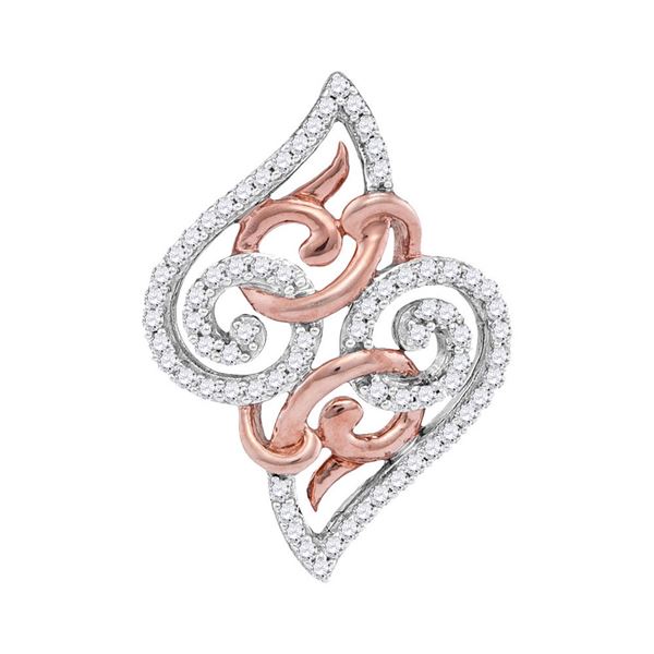 Diamond Curl Fashion Pendant 1/5 Cttw 10kt Two-tone Gold