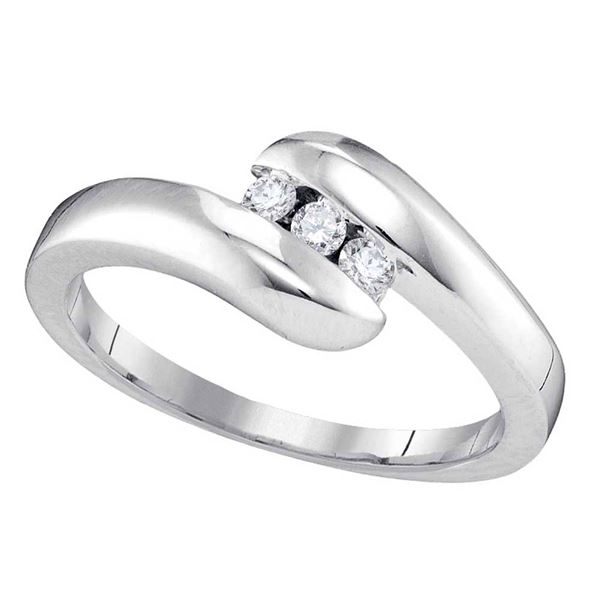 Diamond 3-stone Promise Ring 1/8 Cttw 10kt White Gold