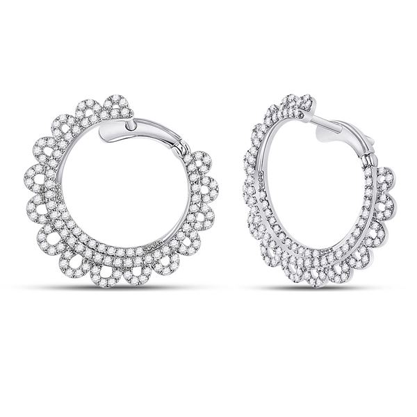 Diamond Hoop Earrings 1-1/2 Cttw 14kt White Gold