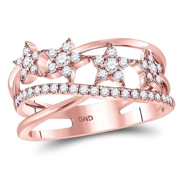 Diamond Fashion Crossover Star Ring 3/8 Cttw 14kt Rose Gold