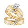 Image 1 : His Hers Diamond Solitaire Matching Wedding Set 1/5 Cttw 10kt Yellow Gold