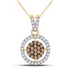 Image 1 : Brown Diamond Cluster Pendant 1/2 Cttw 10kt Yellow Gold