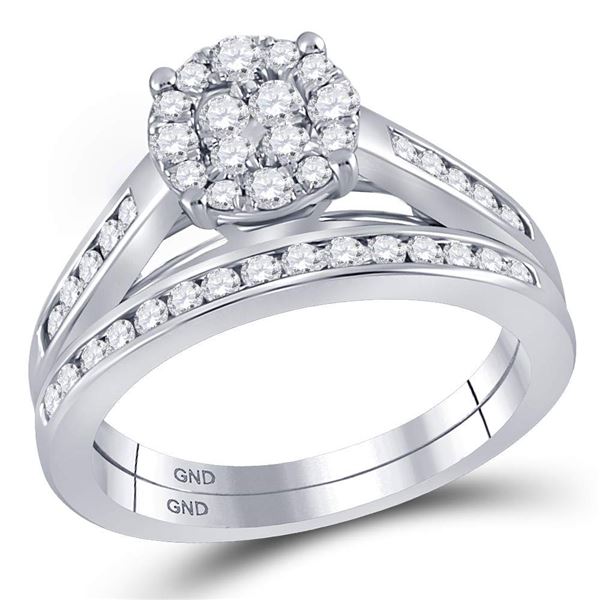Diamond Bridal Wedding Ring Band Set 3/4 Cttw 10kt White Gold