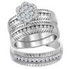 Image 1 : His Hers Diamond Cluster Matching Wedding Set 3/4 Cttw 14kt White Gold